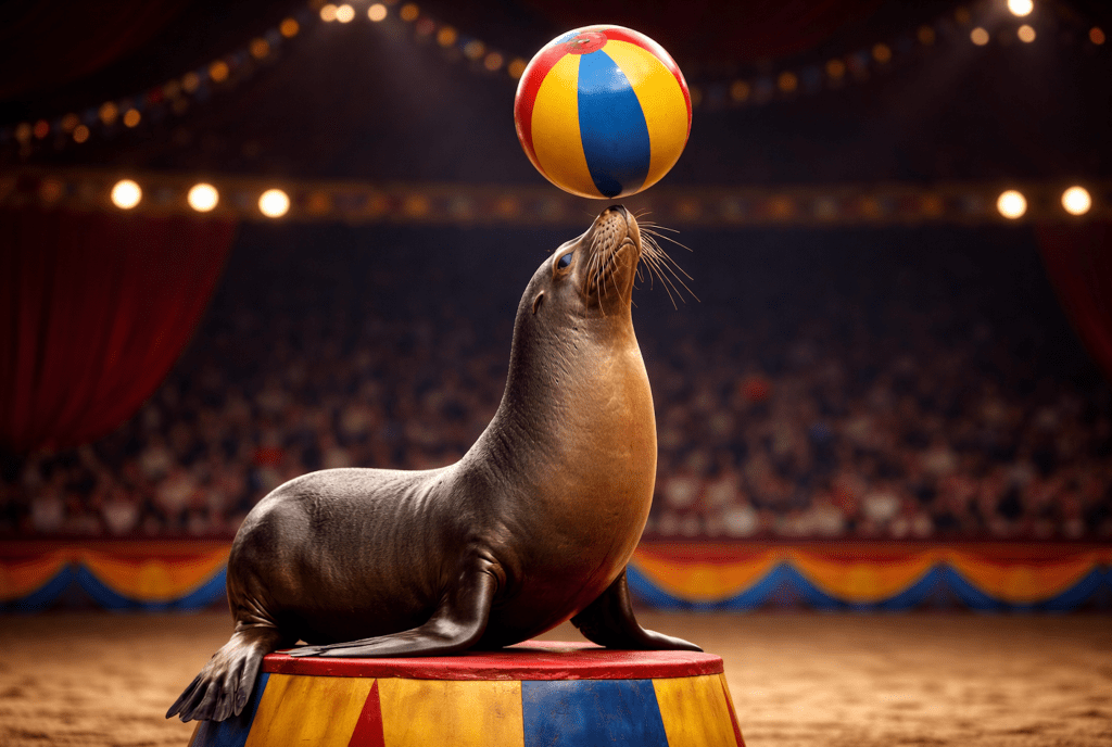 seal balancing a ball